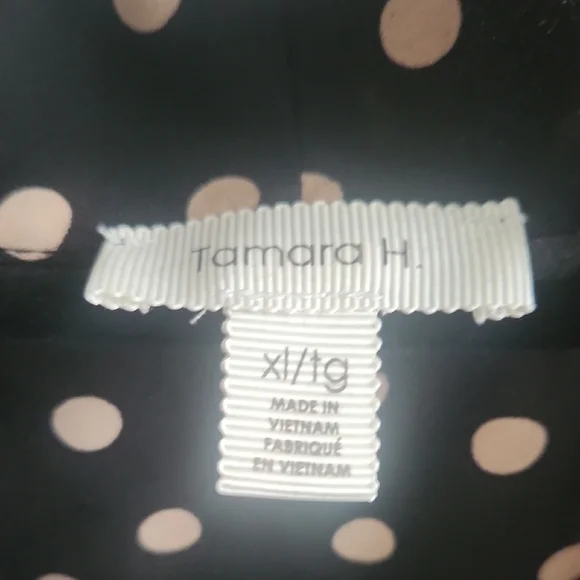 Womens Tamora H. Classic Polka Dot Black and Cream Women's Top Size Xl - Picture 2 of 3